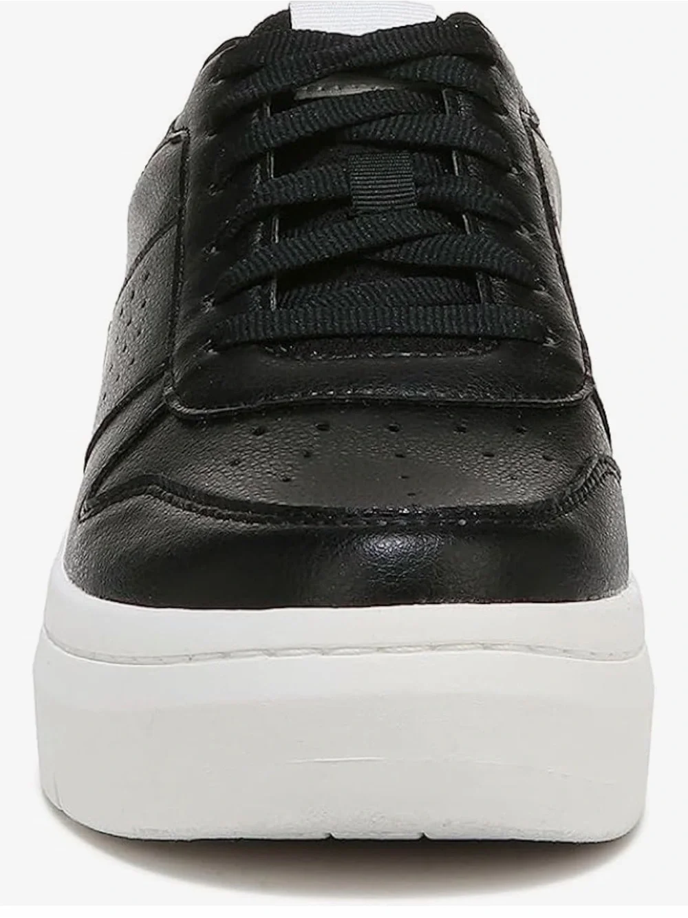 Dr. Scholl's Black Faux Leather Low-Top Sneakers with 2-inch White Platform